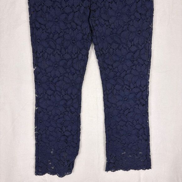 Free People Blue Eyelet Floral Pull On Bootcut Pants Size Medium - Picture 3 of 11